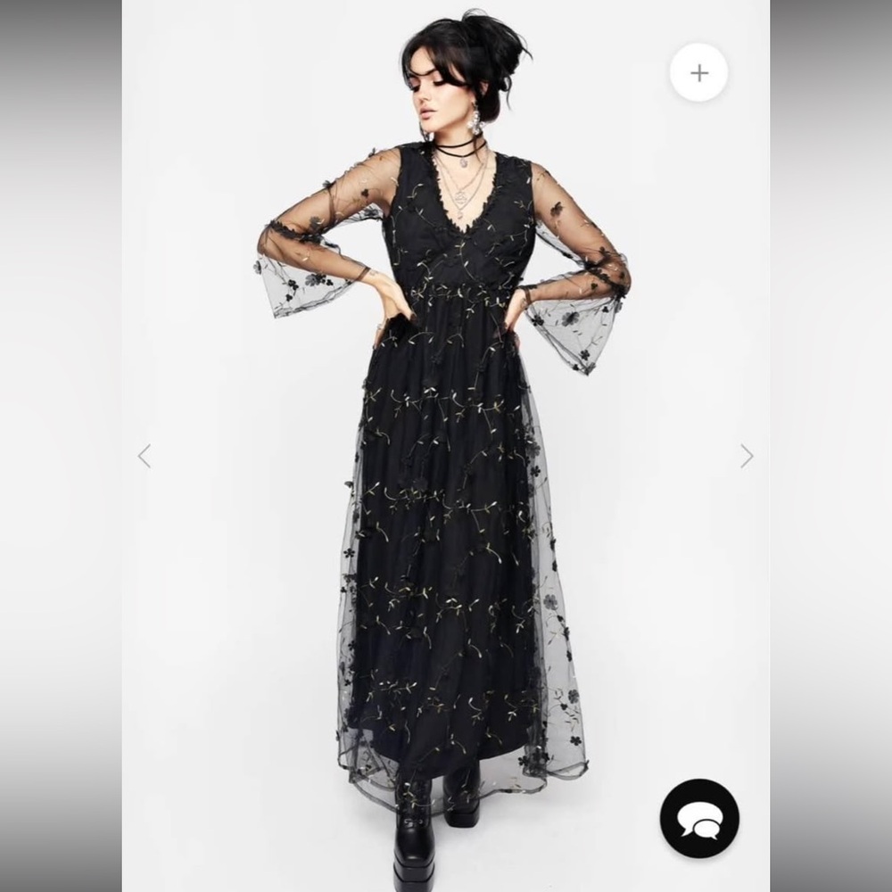 Disturbia Black Sheer Floral Dress